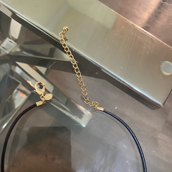 Chico’s Black Leather Rope Metal and Acrylic Pendant - Picture 2 of 3